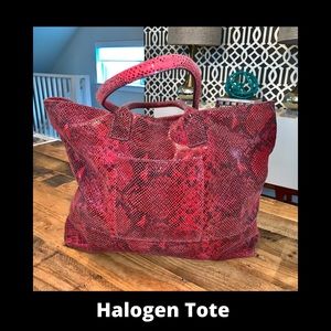 Red Faux Snakeskin Tote